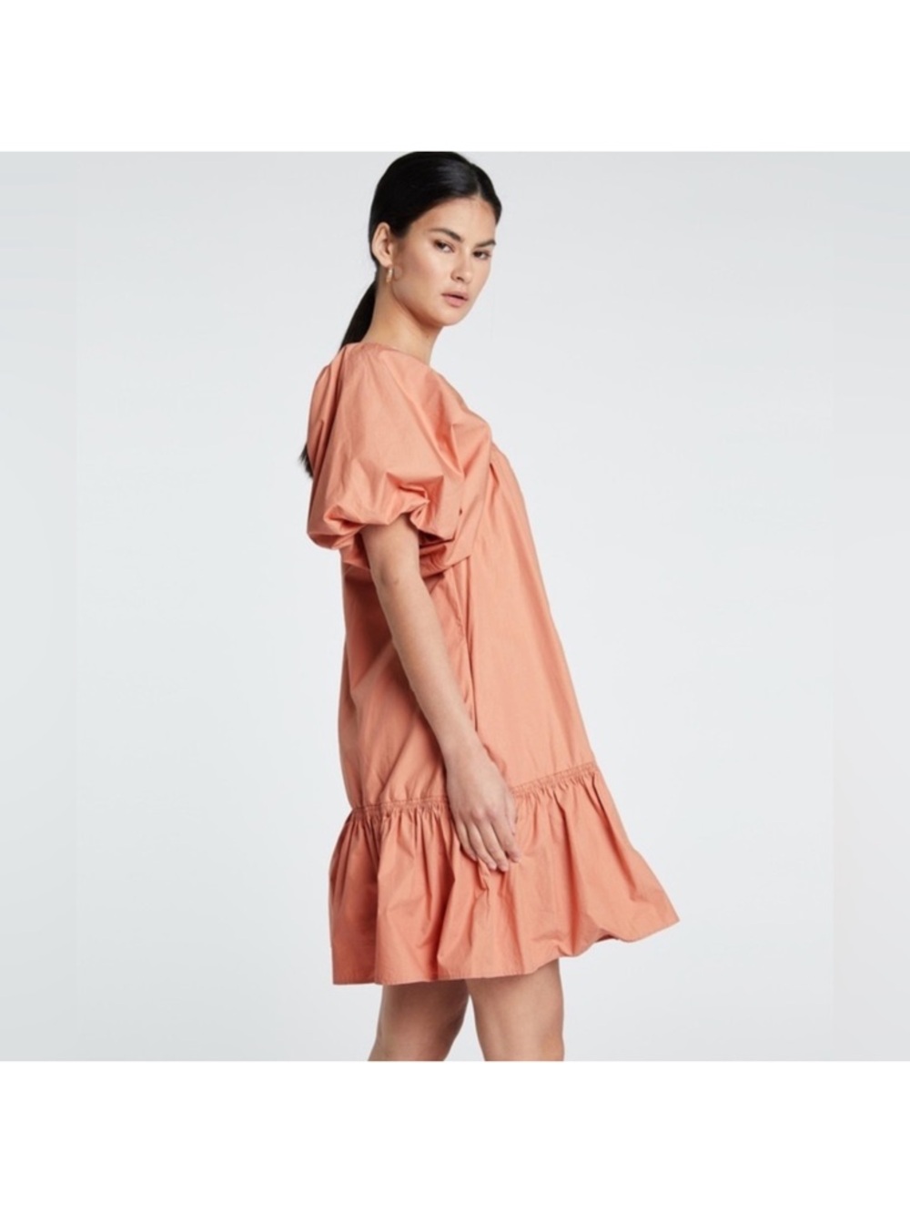 Anthropologie Magali Pascal Stella Puff Sleeve boho  Tunic Dress in Peach size S - Picture 1 of 11
